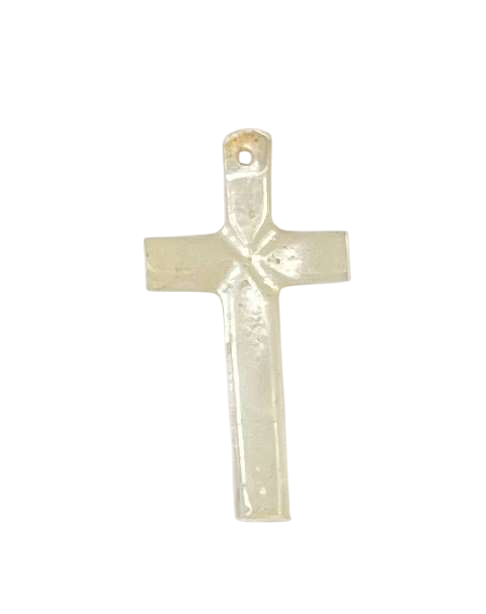 Vintage Drilled Mother Of Pearl Christian Cross Pendant For Necklace image 2