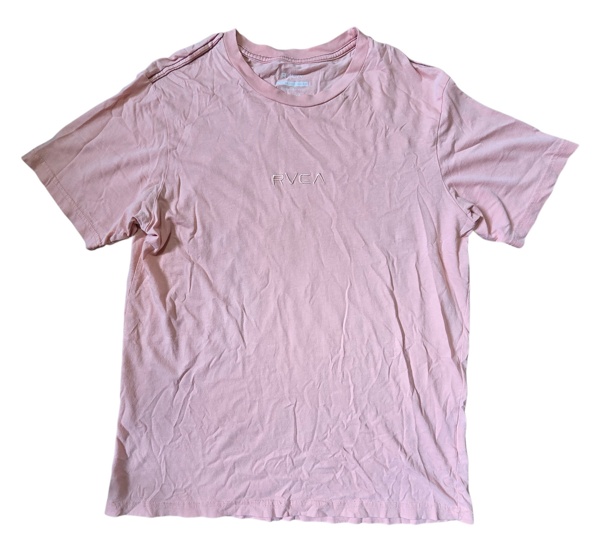 RVCA PM Tenore Pink Embroidered Logo T-Shirt Size Small