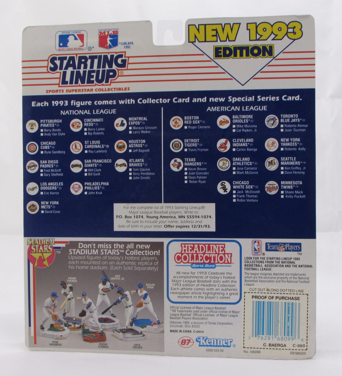 1993 Starting Lineup Carlos Baerga Atlanta Braves Baseball Figure image 2