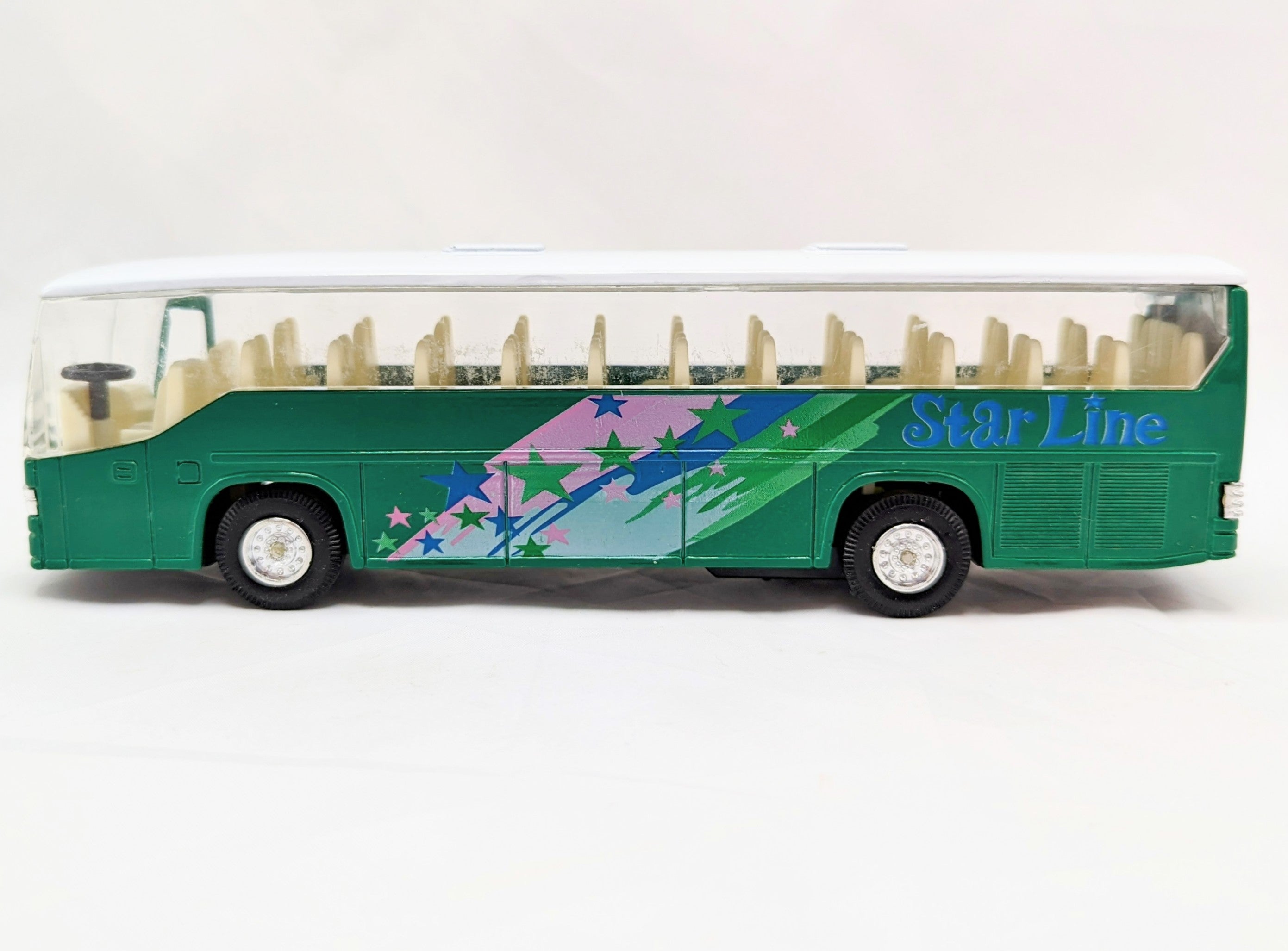 Star Line Pull-Back Function Green Kids Airport Shuttle Tour Bus Diecast