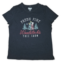 Peanuts Snoopy Frest Pine Woodstocks Tree Farm Holiday Black T-Shirt Size Medium