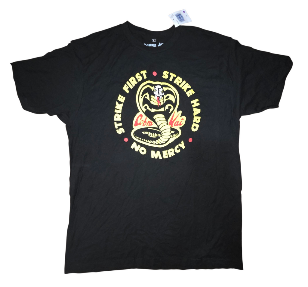 Cobra Kai Logo Strike First Strike Hard No Mercy T-Shirt Size Large