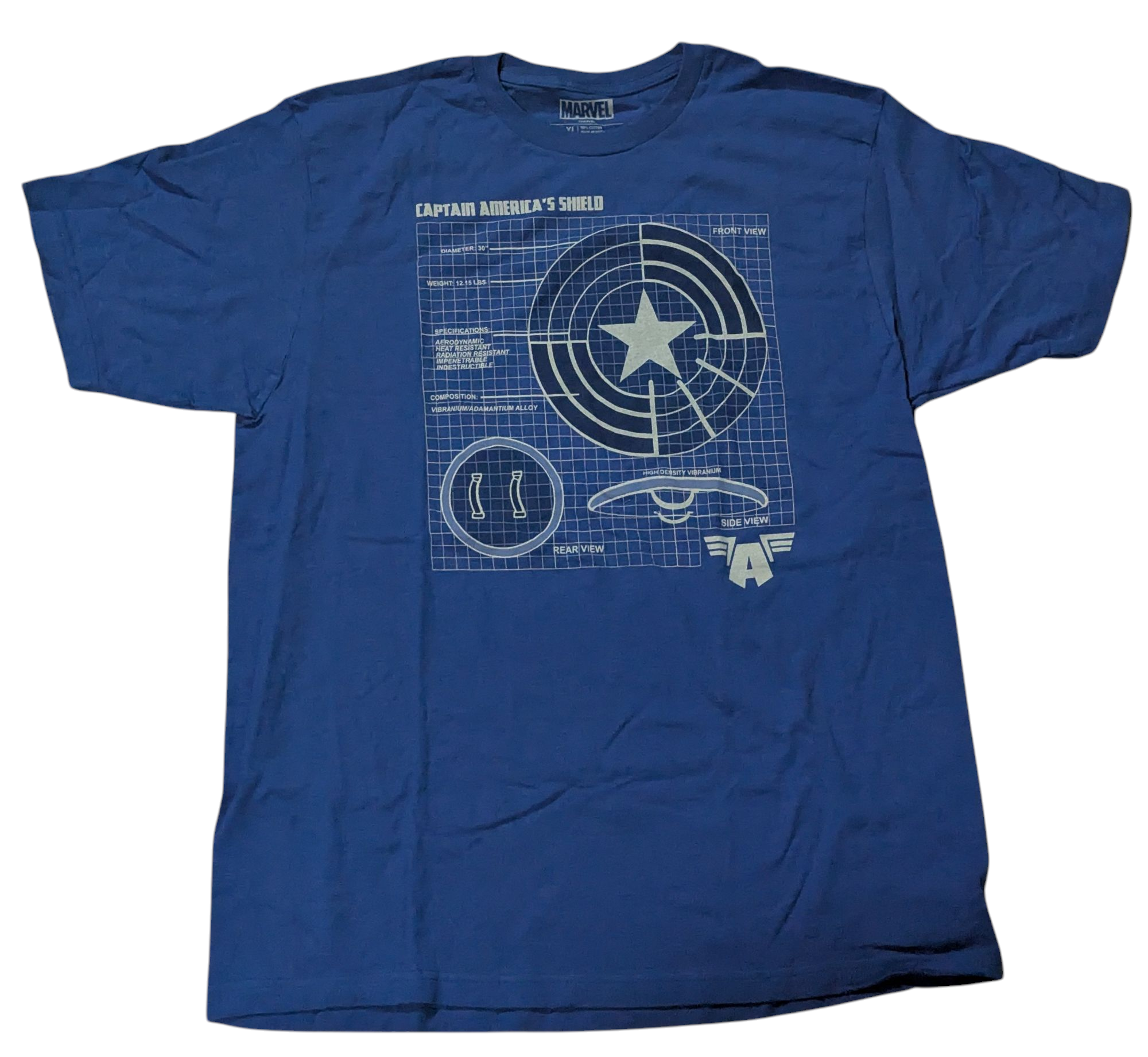 Marvel Captain America Shield Blueprint Loot Crate Avengers Mens L T-Shirt