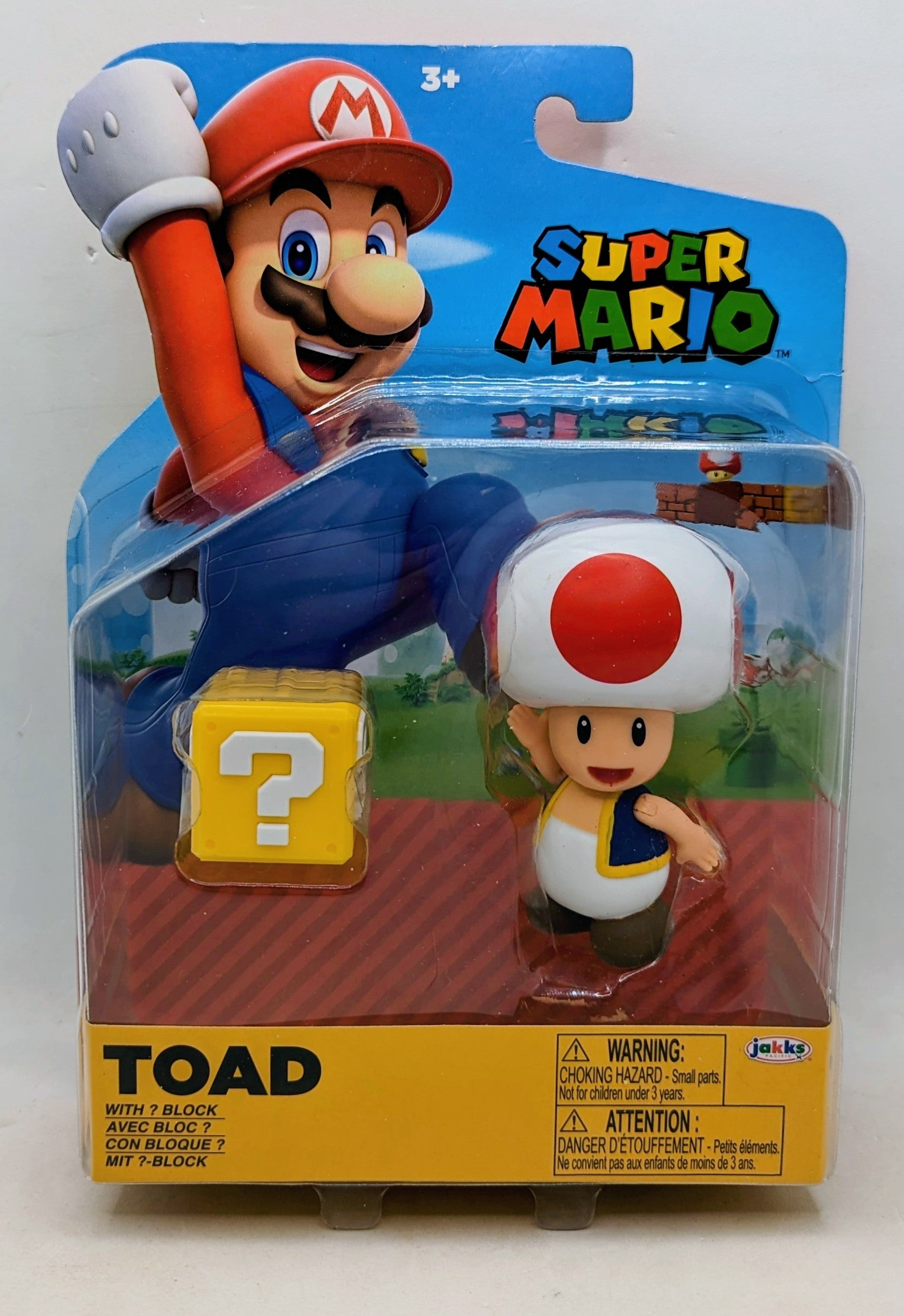 Jakks Pacific World of Nintendo Super Mario Toad with Question Block 4" Figure