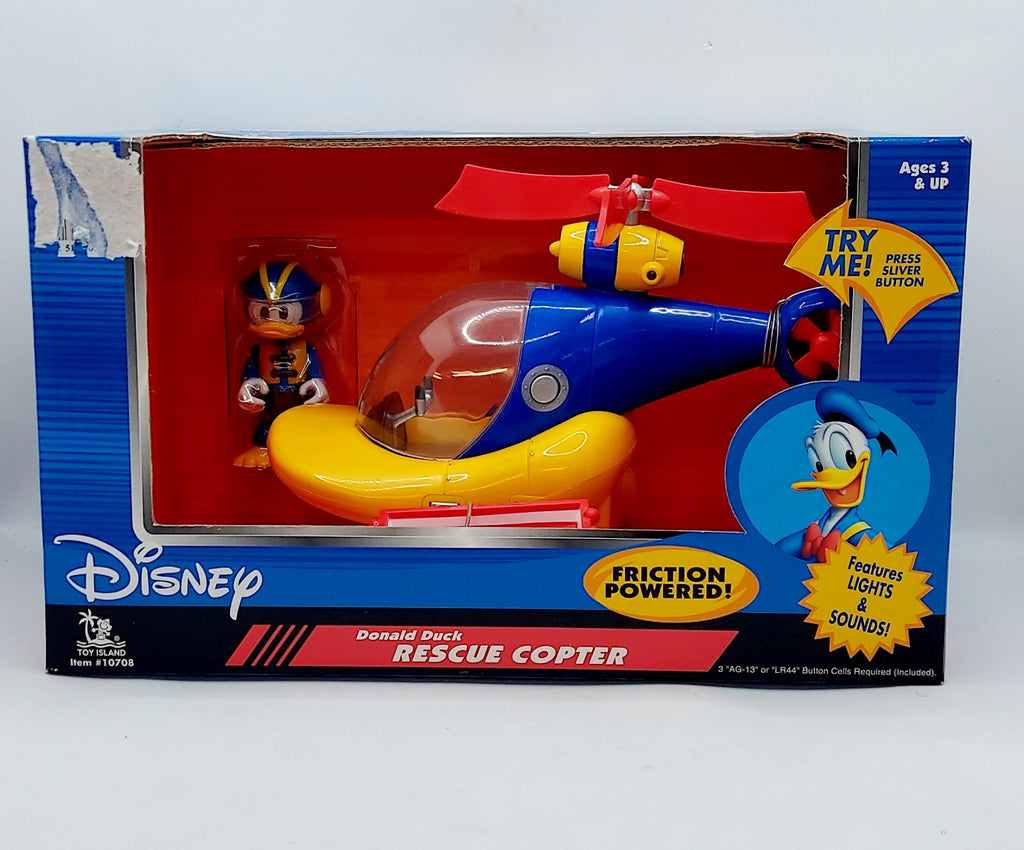 Toy Island Disney Donald Duck Rescue Copter Friction Powered Light Sounds