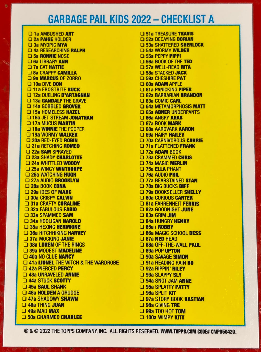 2022 Garbage Pail Kids GPK Book Worms Goodnight June 82a Green Parallel image 2