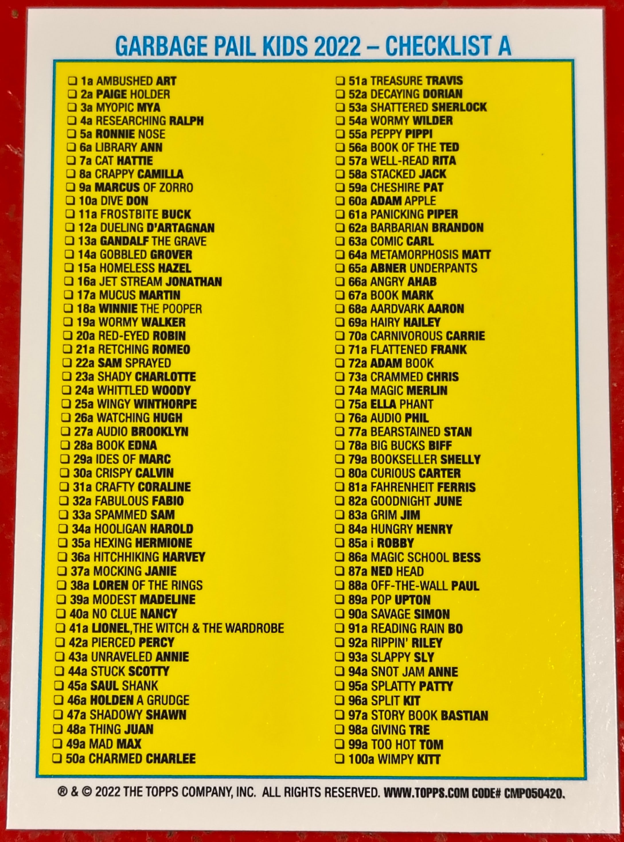 2022 Garbage Pail Kids GPK Book Worms Goodnight June 82a Green Parallel image 2