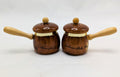 Vintage Jackson Hole Wyoming Wooden Pot Saucepan Salt & Pepper Shakers