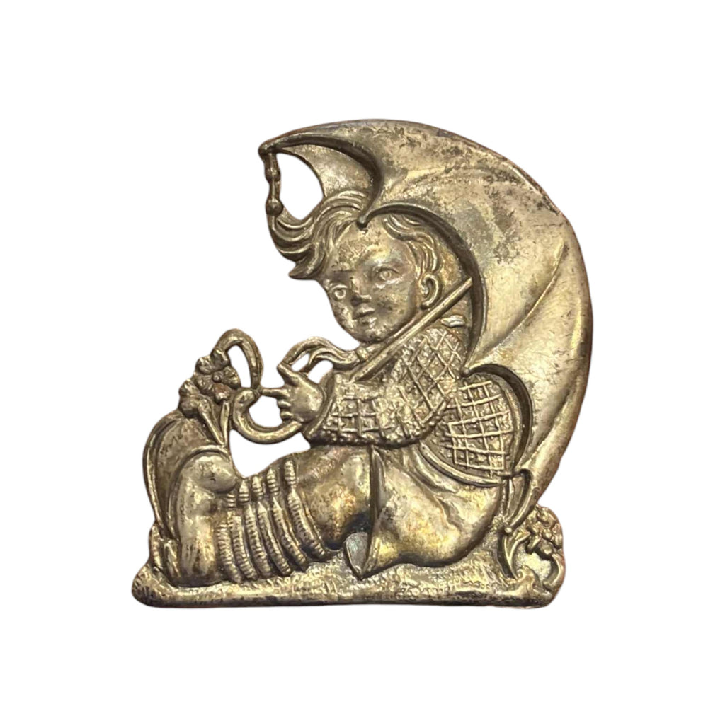 Vintage 1940s Art Deco Figural Goebel Hummel Umbrella Boy Brooch Pin