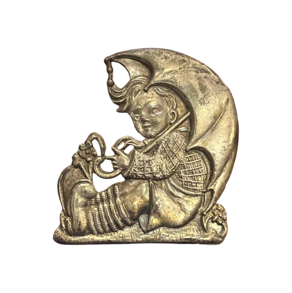 Vintage 1940s Art Deco Figural Goebel Hummel Umbrella Boy Brooch Pin