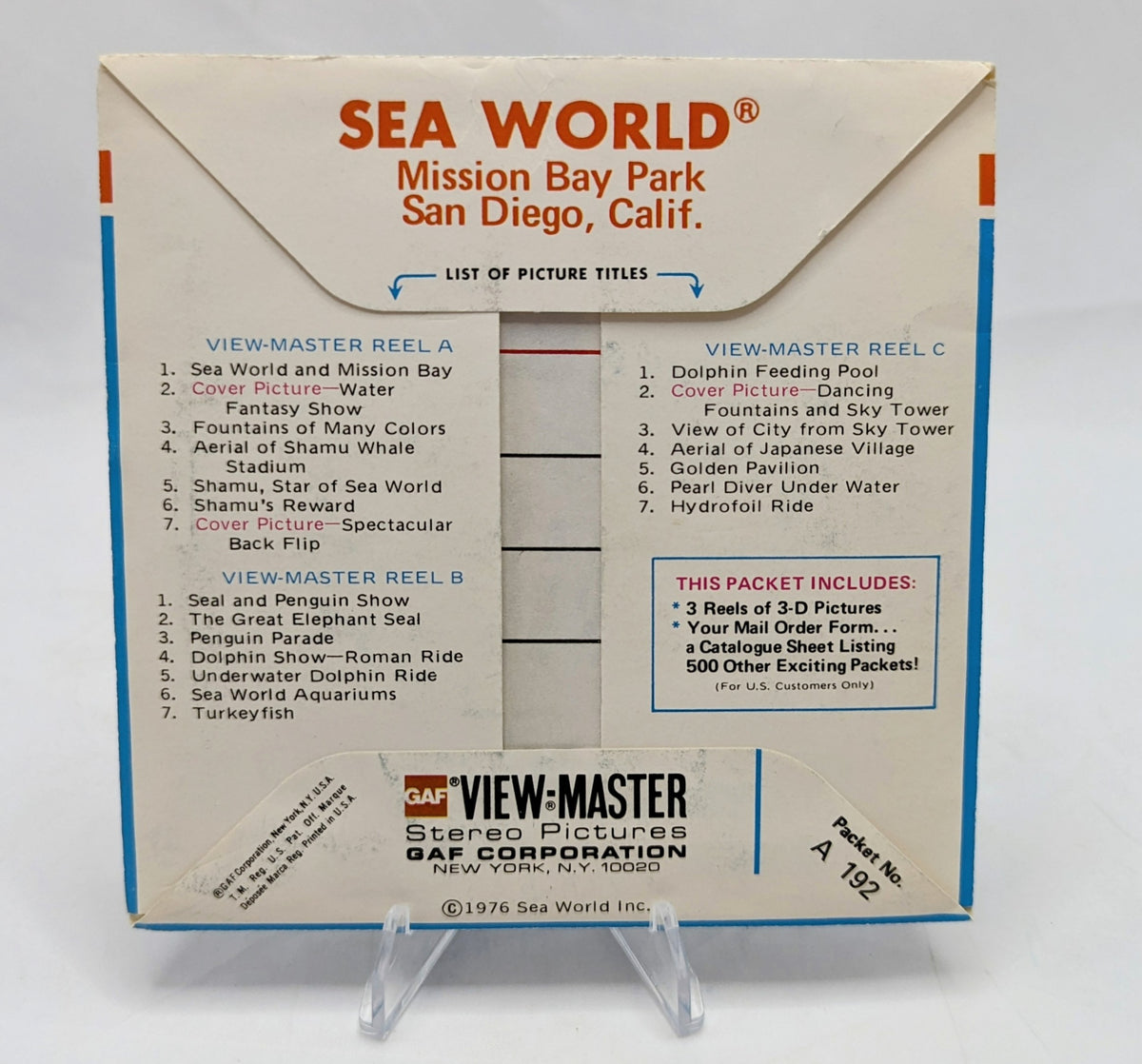 1976 GAF View-Master Sea World California 21 Stereo Pictures 3 Reel Pack image 2