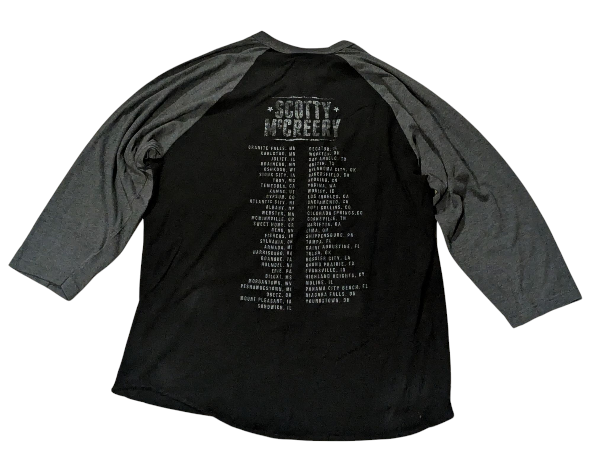 Scotty McCreery Black Grey Concert Tour Raglan Graphic Tee 3/4 Sleeve Womens M image 2