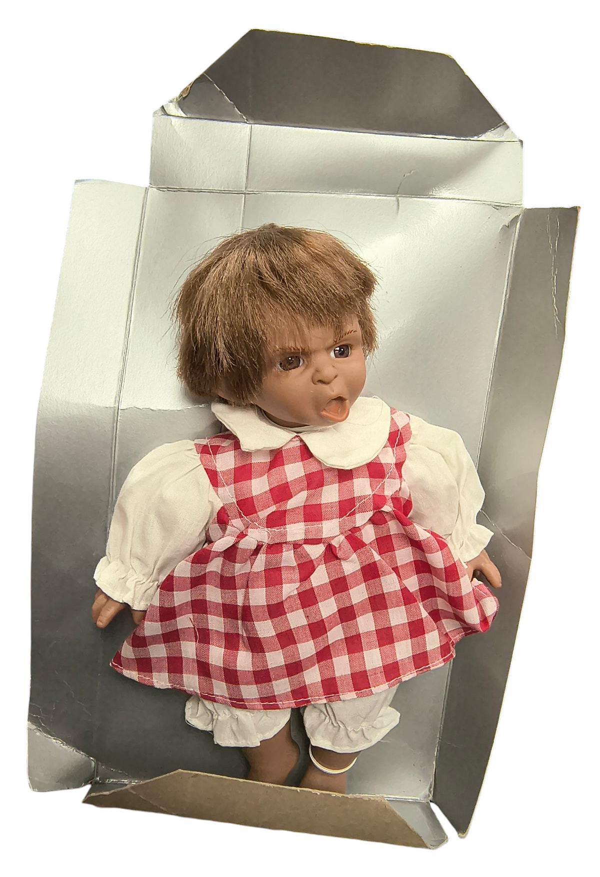 1994 Uneeda Precious Express Angry Girl in Plaid 10" Doll