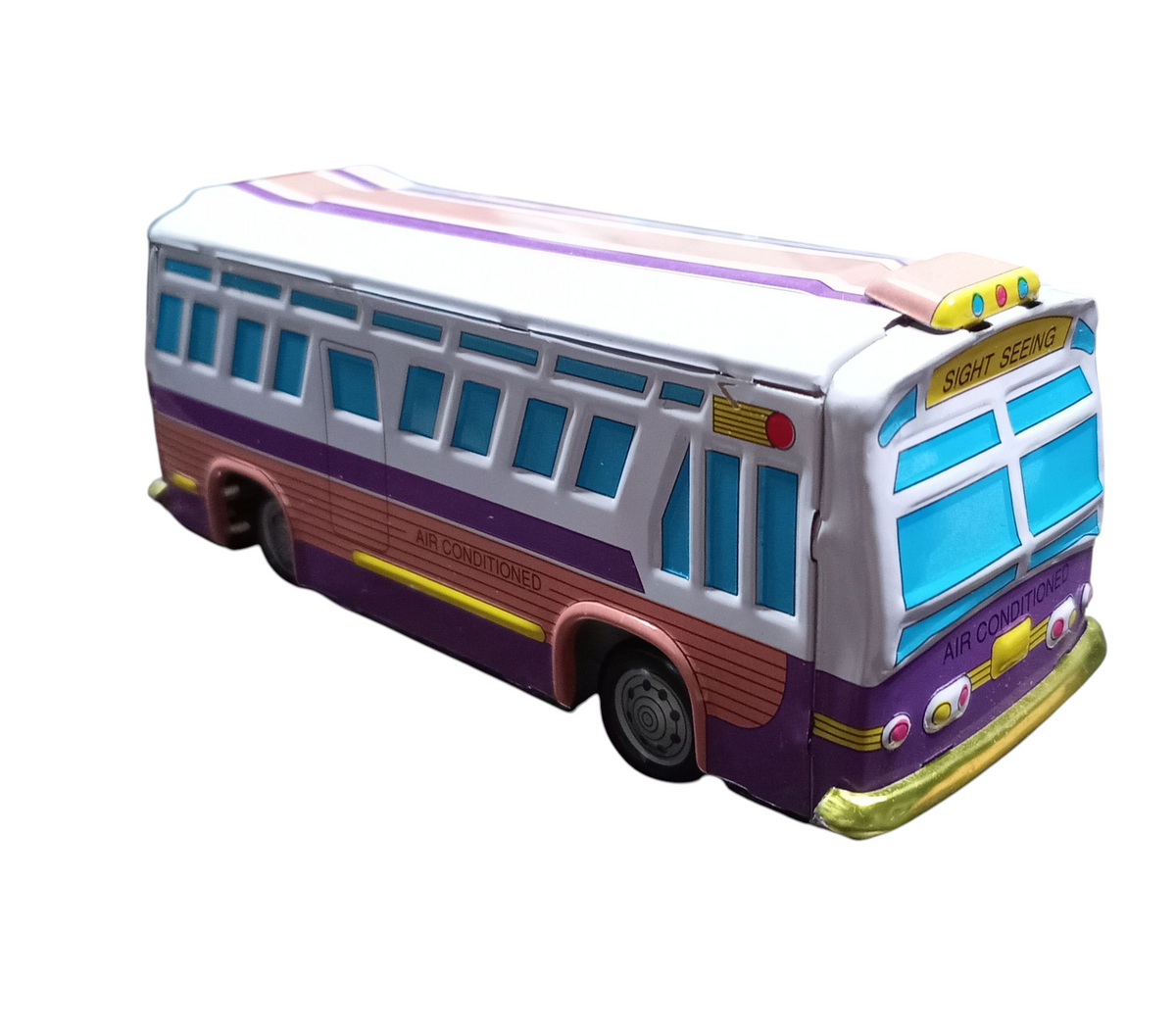 Retro Tin Wind Up Air Conditioned Sight Seeing Bus Tin Toy Bus