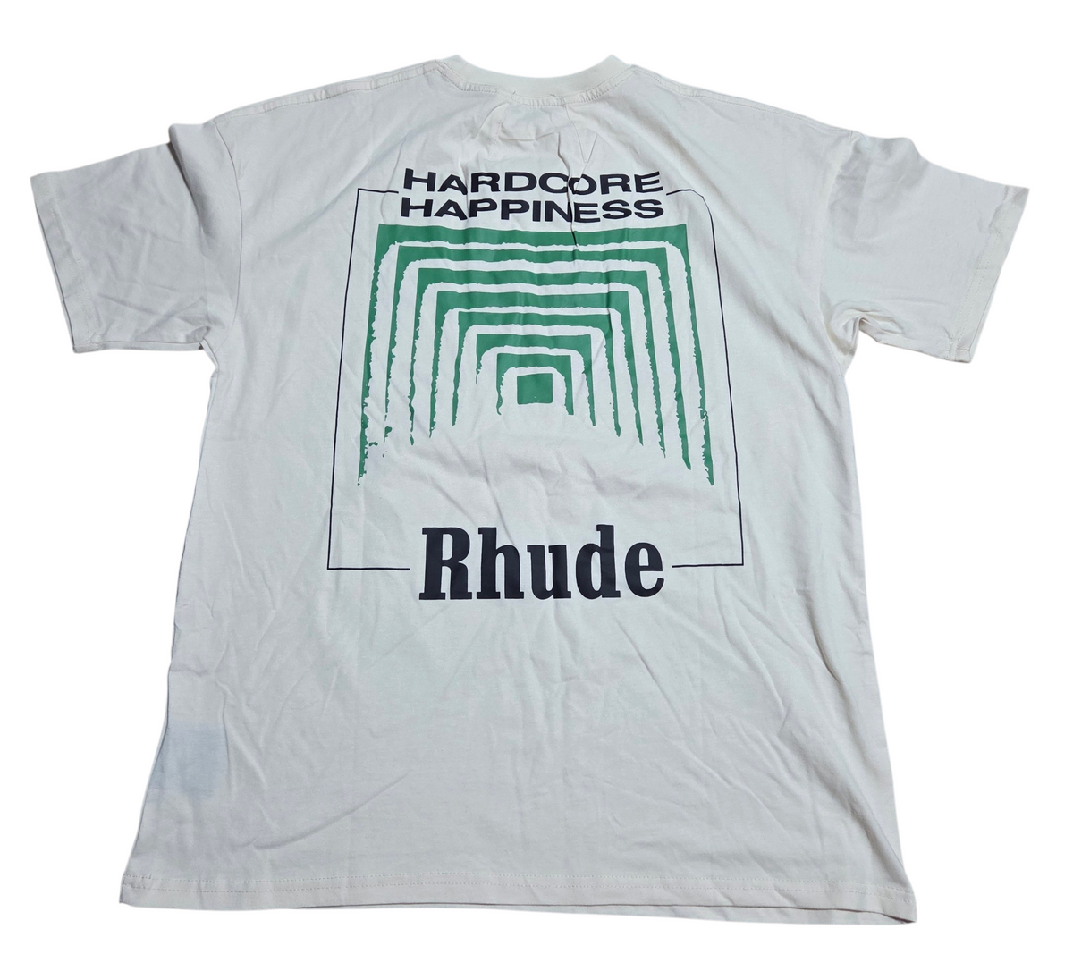Rhude Hardcore Happiness Cream Green Multicolor Graphic T-Shirt Size Small image 2