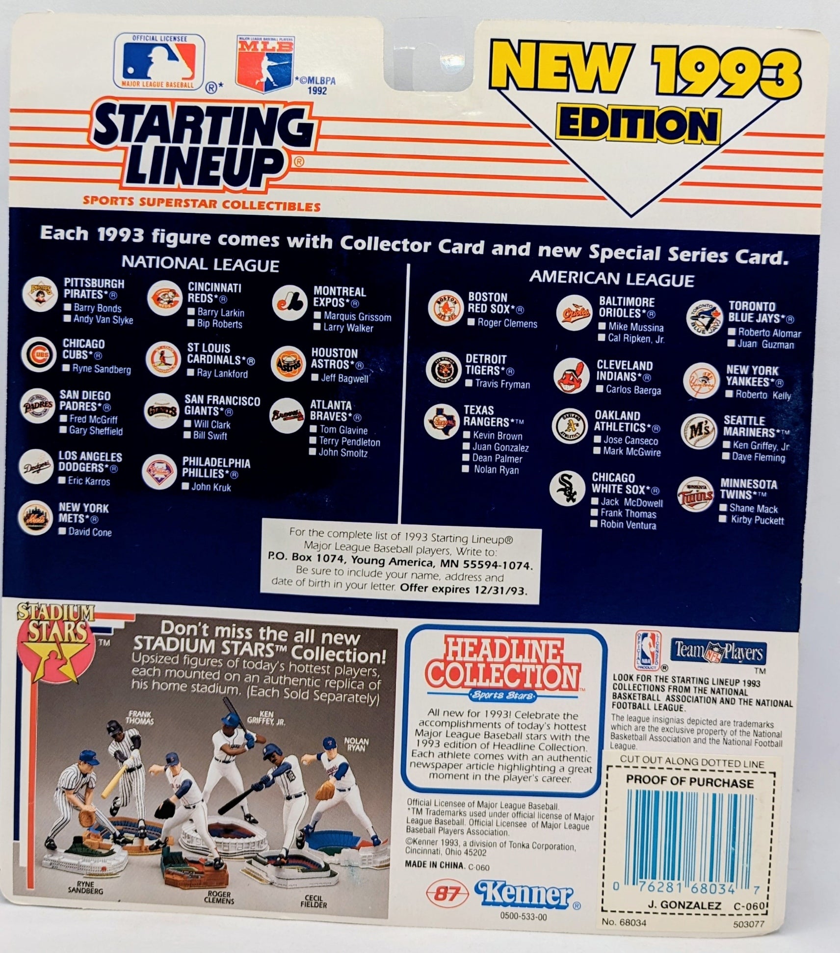 1993 Kenner Starting Lineup Juan Gonzalez Texas Rangers Baseball Figure image 3