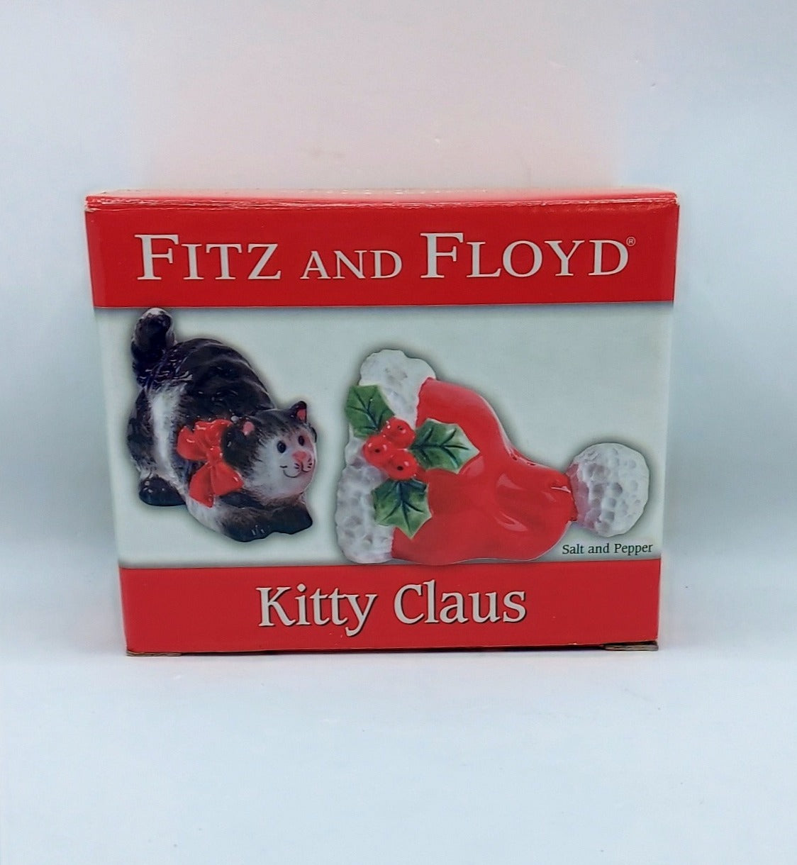 2006 Fitz and Floyd Kitty Claus Salt and Pepper Shakers