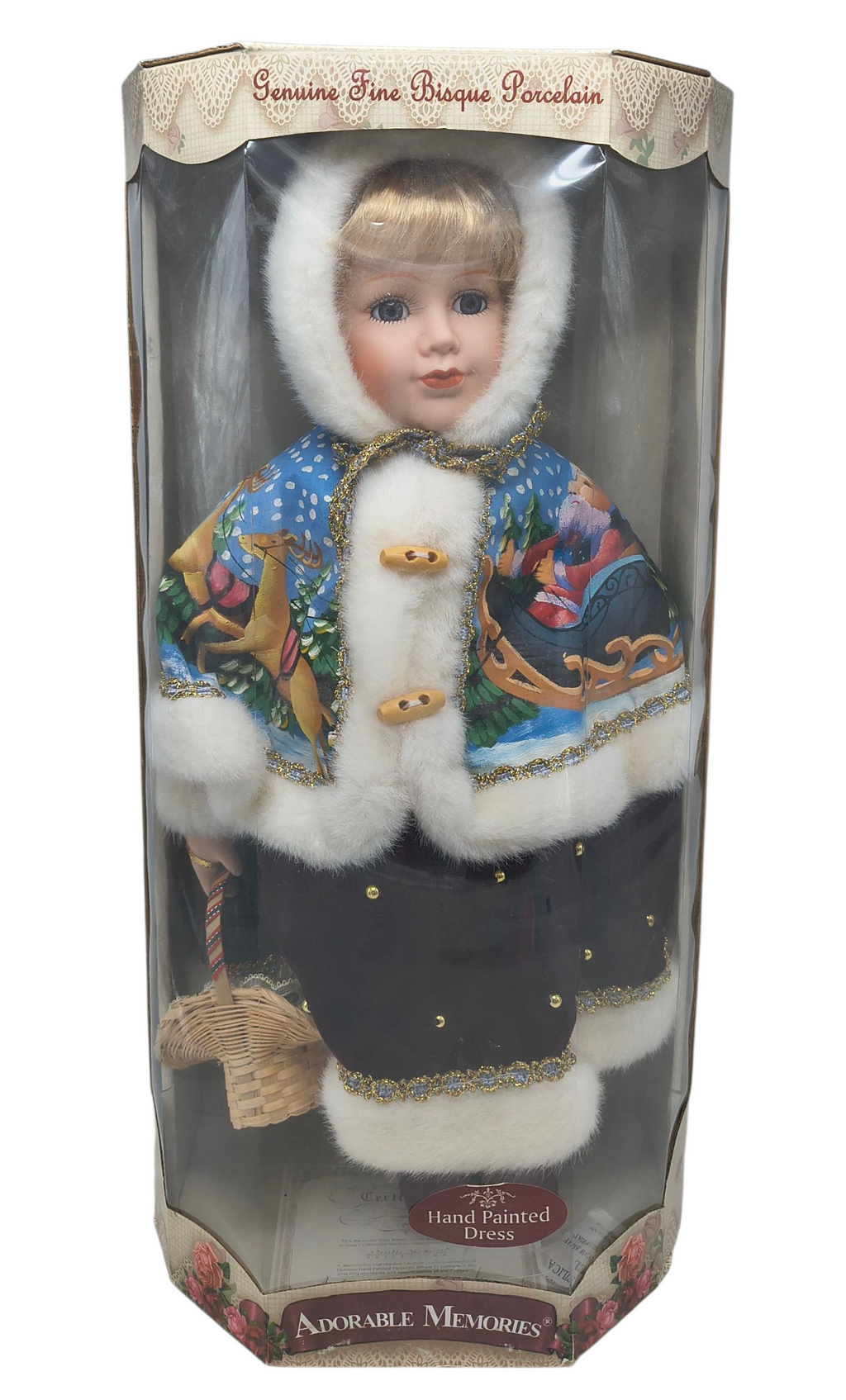 Adorable Memories Bisque Porcelain Doll Holiday 18" Hand Painted Santa Reindeer
