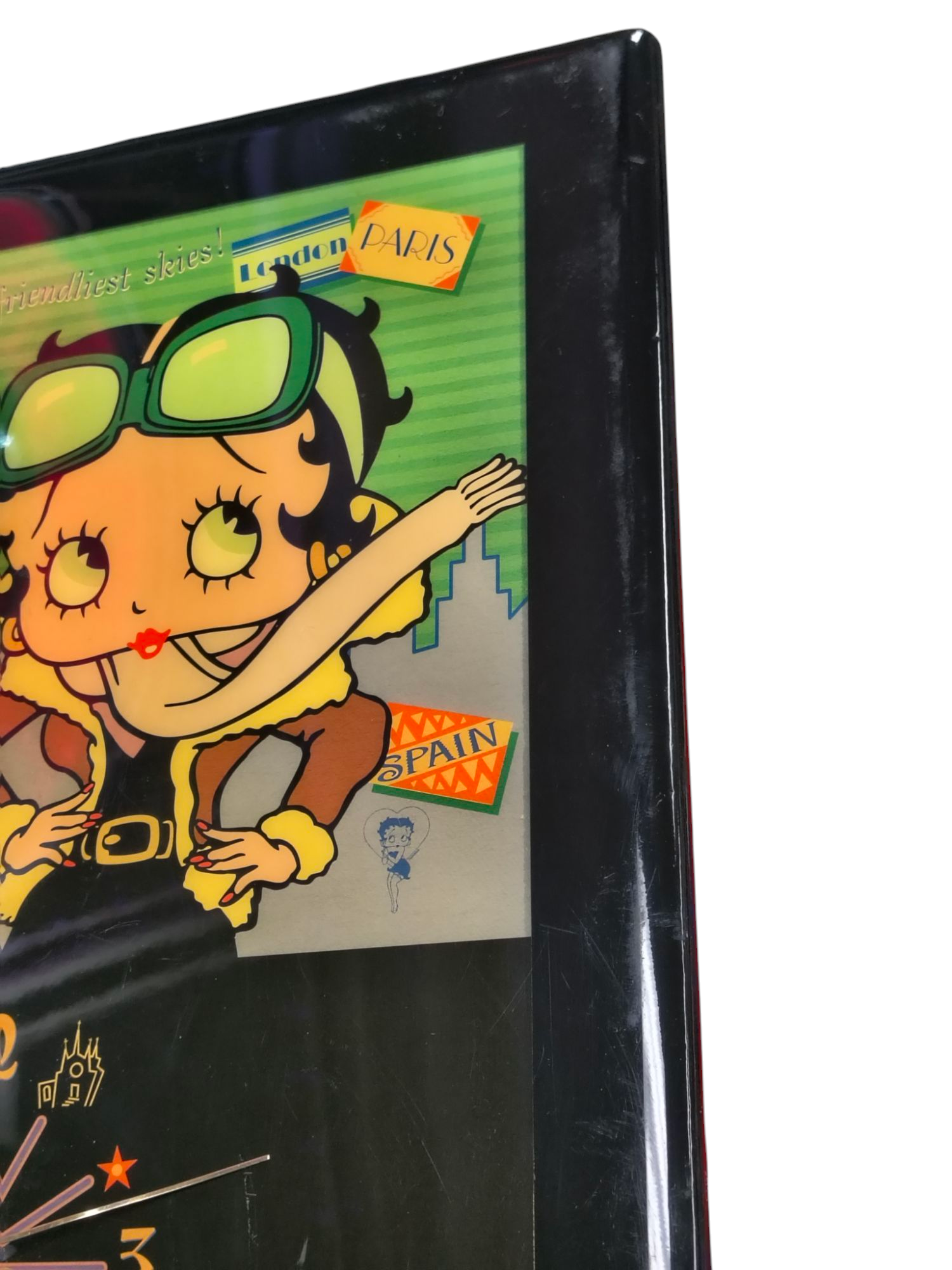 1999 Betty Boop Bon Voyage Enamel Wall Clock 12"x10" image 5