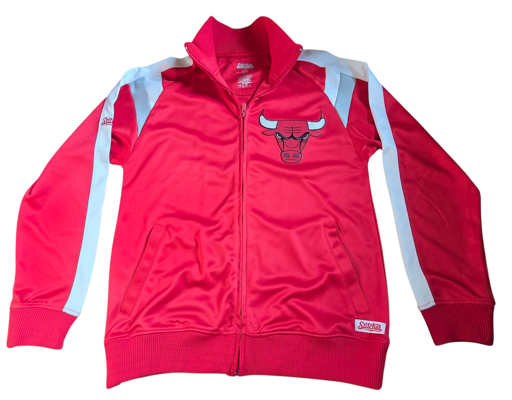 Stitches Chicago Bulls Red/White Flashback Track Jacket Zip Up Size Small