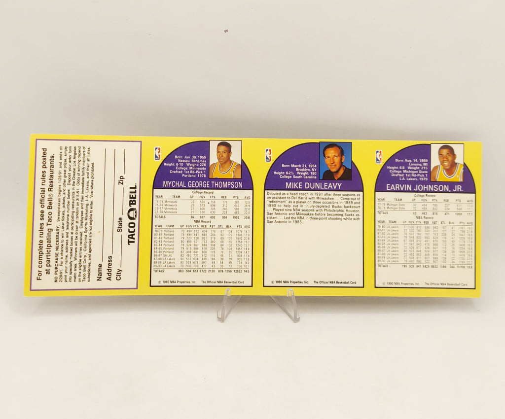 1990-91 NBA Hoops L.A. Lakers Taco Bell Basketball Card Sheet image 2