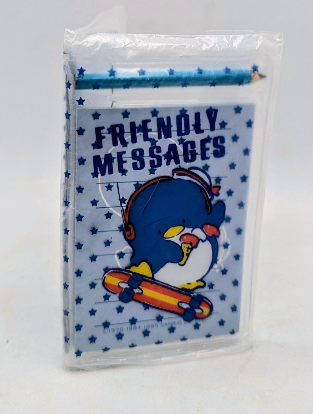 1985 SANRIO Tuxedo Sam Friendly Messages Mini Notes, Envelopes, Stickers, Pencil