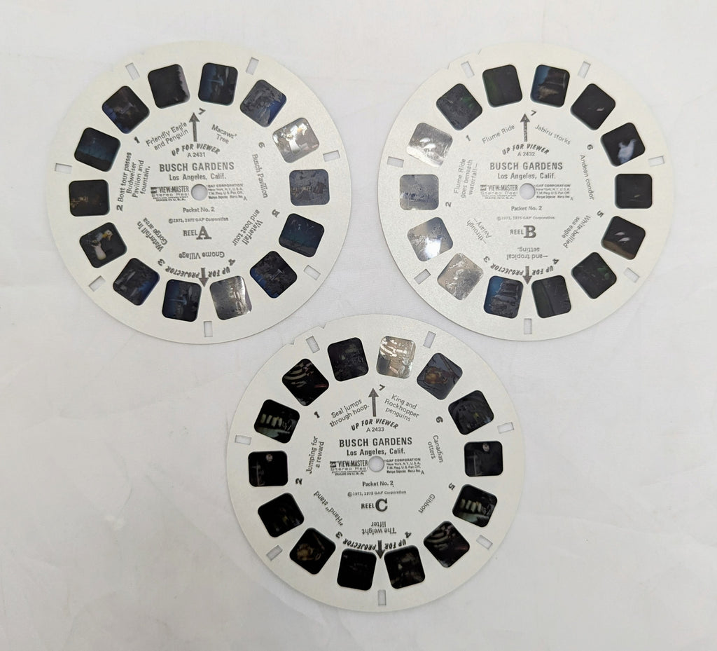 1975 GAF View-Master Busch Gardens Los Angeles California Packet #2 3 Reel Pack image 3