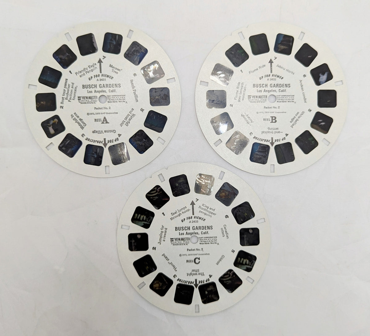 1975 GAF View-Master Busch Gardens Los Angeles California Packet #2 3 Reel Pack image 3