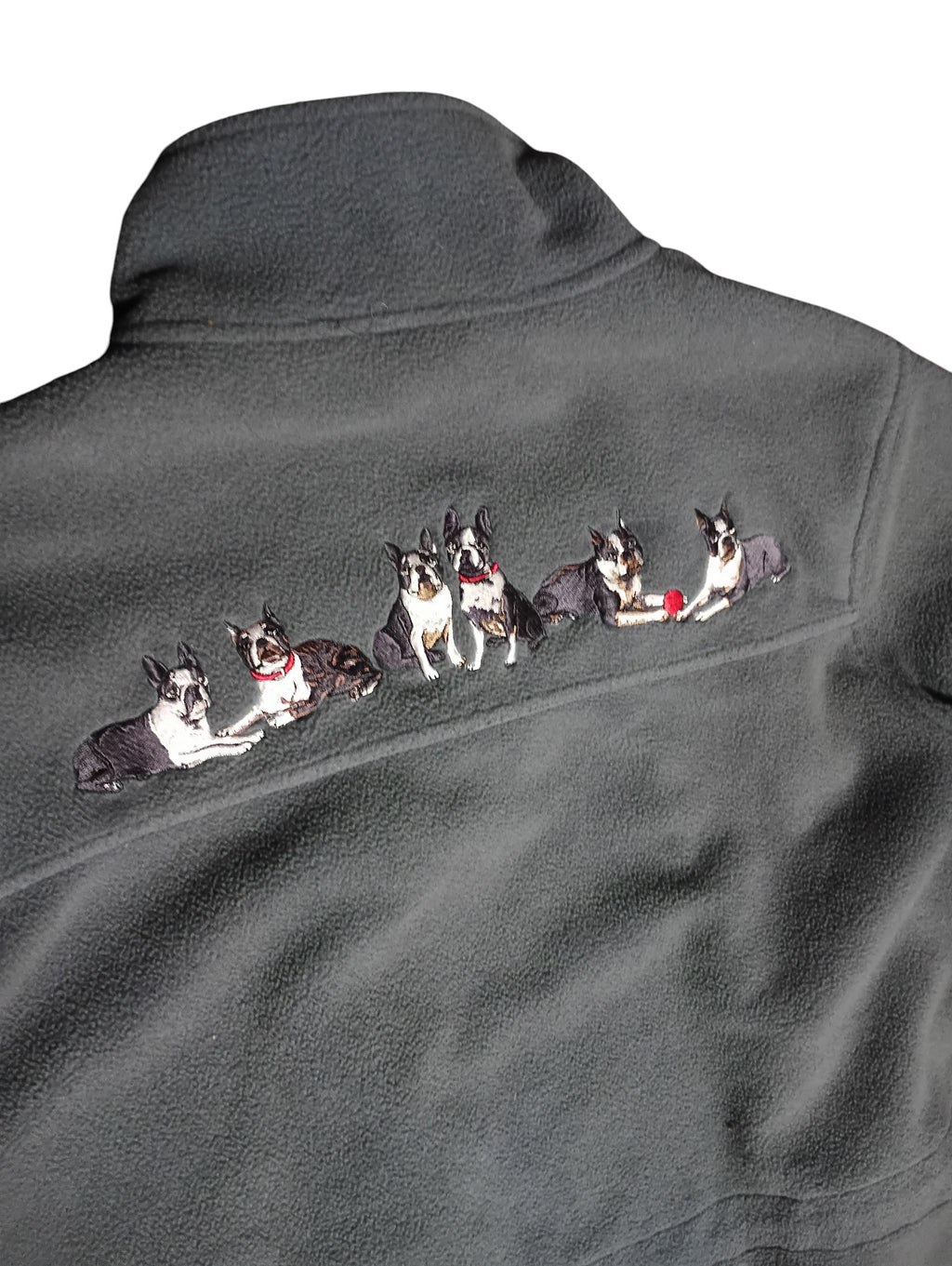 Vintage Danbury Mint Boston Terriers Embroidered Zip Up Fleece Jacket Size Large image 4
