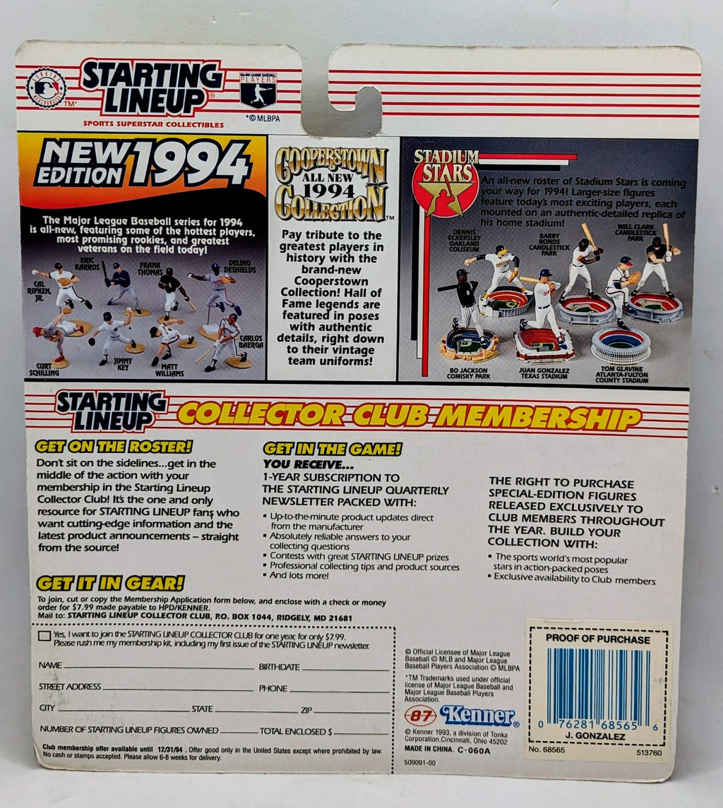 1994 Starting Lineup Juan Gonzalez Texas Rangers Figure image 2