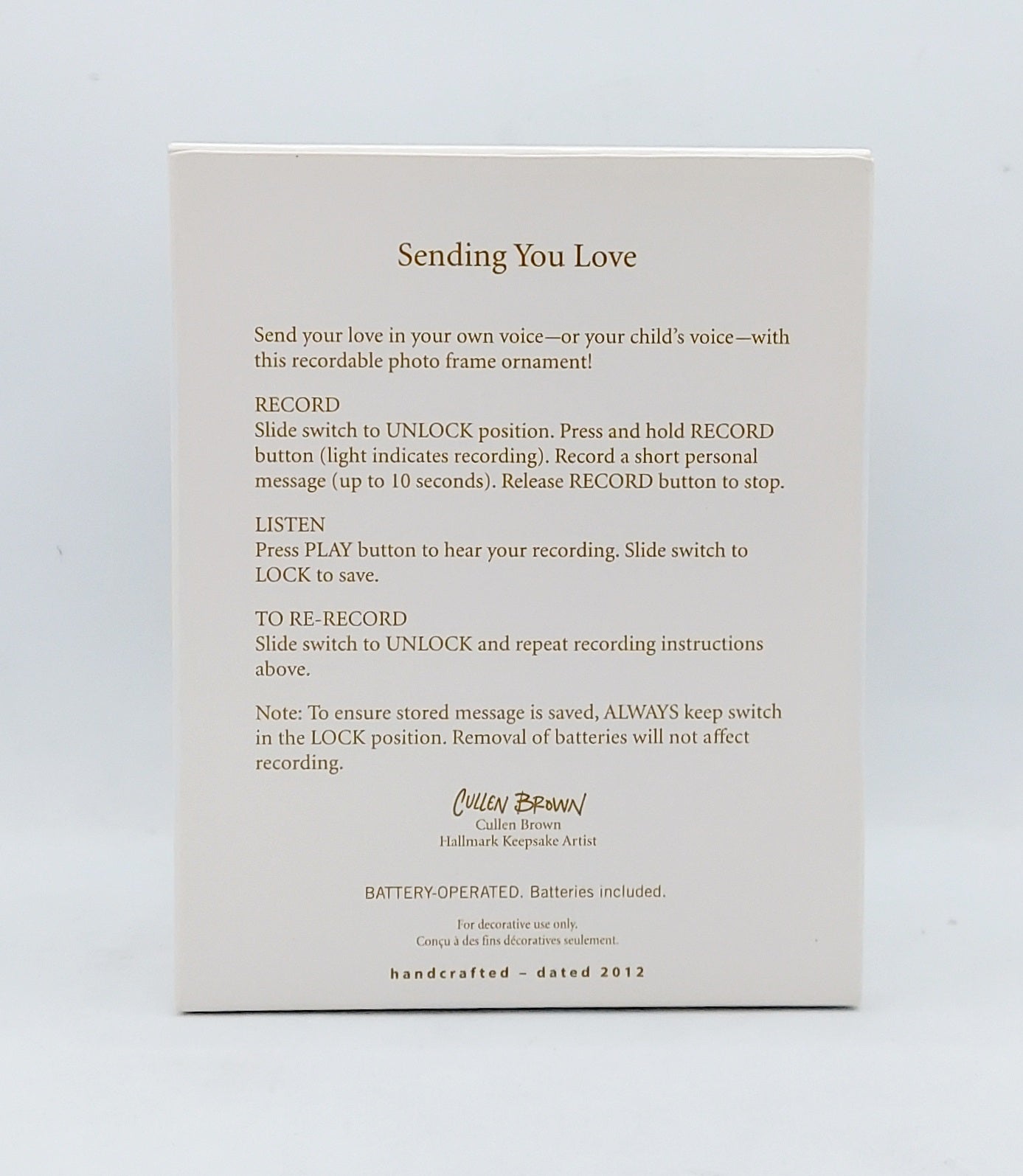 2012 Hallmark Keepsakes Sending You Love Ornament image 2