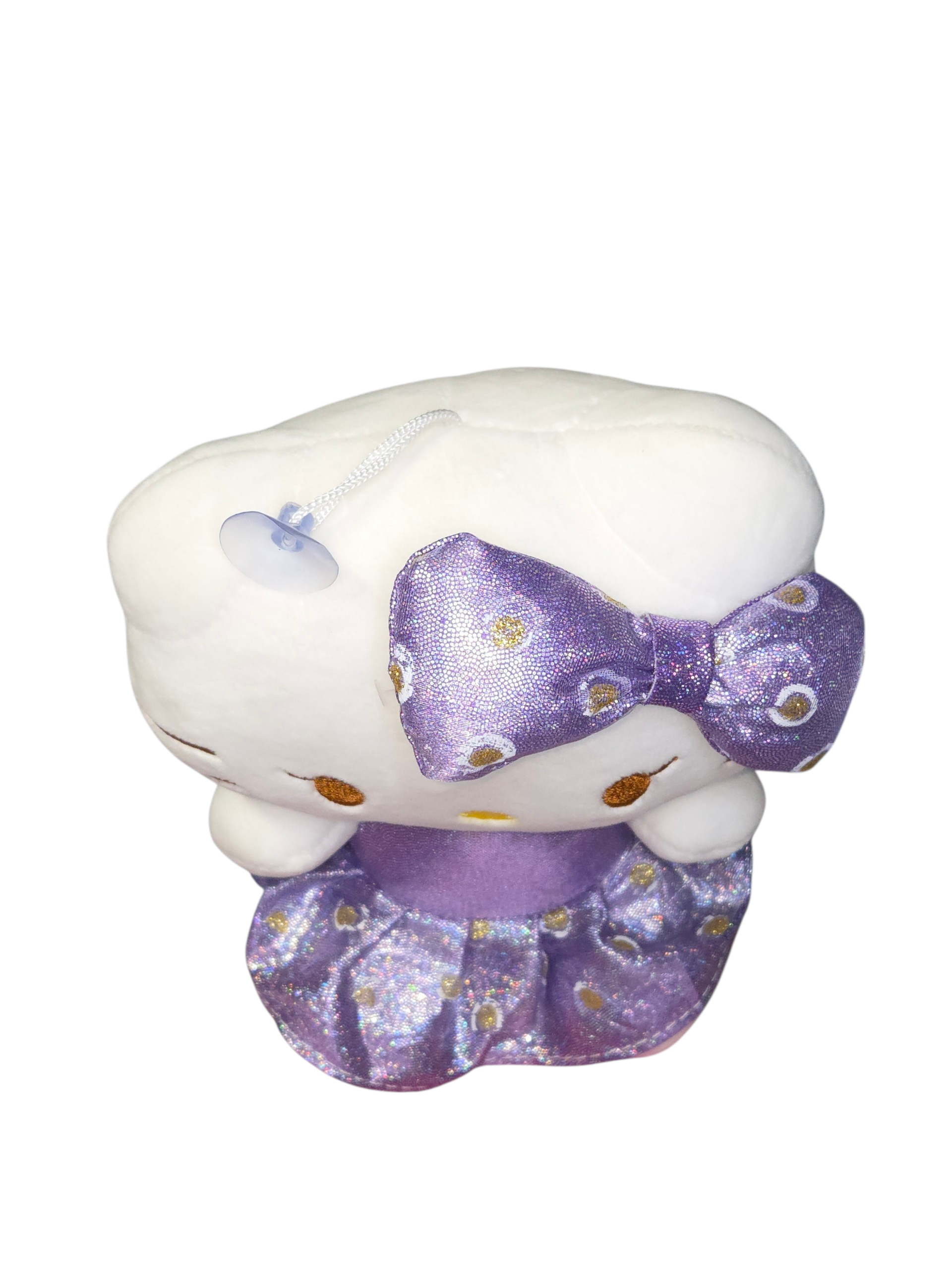 Sanrio Hello Kitty with Purple Sparkle Bow & Dress & Suction Cup Hanger 8" Plush image 3