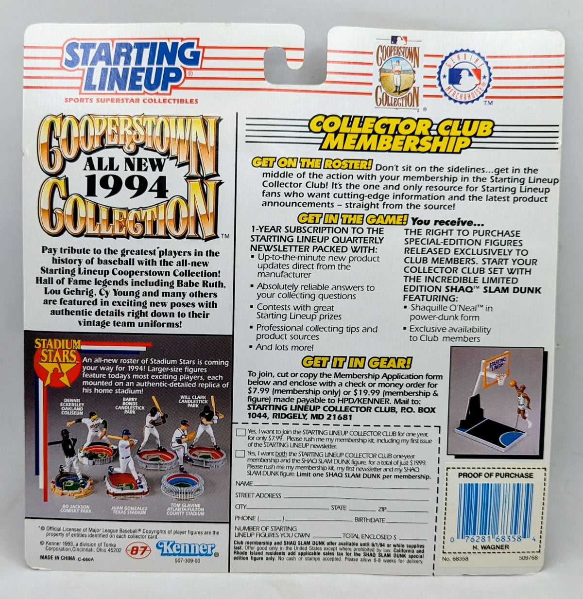 1994 Starting Lineup Cooperstown Collection Honus Wagner Pittsburgh Pirates image 2