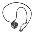 Zinc Alloy Heart Barn Owl w/ Red Eyes Pendant Cord Necklace