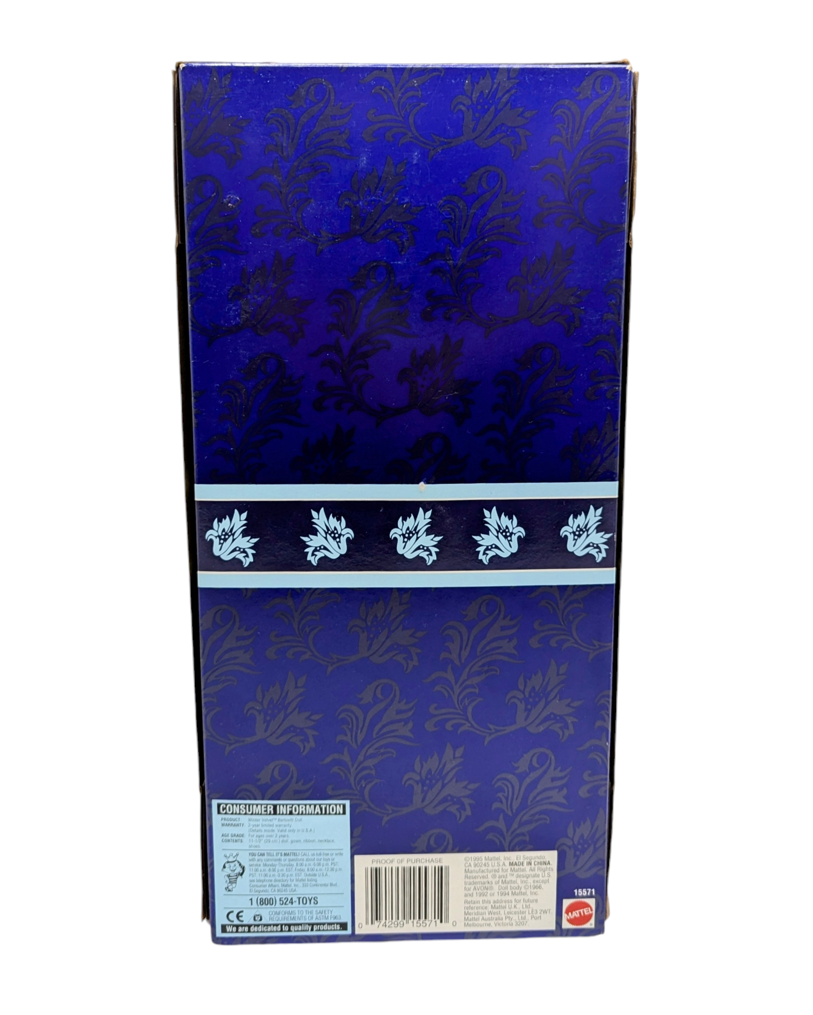 1995 Mattel Barbie Avon Exlcusive Special Edition Winter Velvet Doll 15571 image 3
