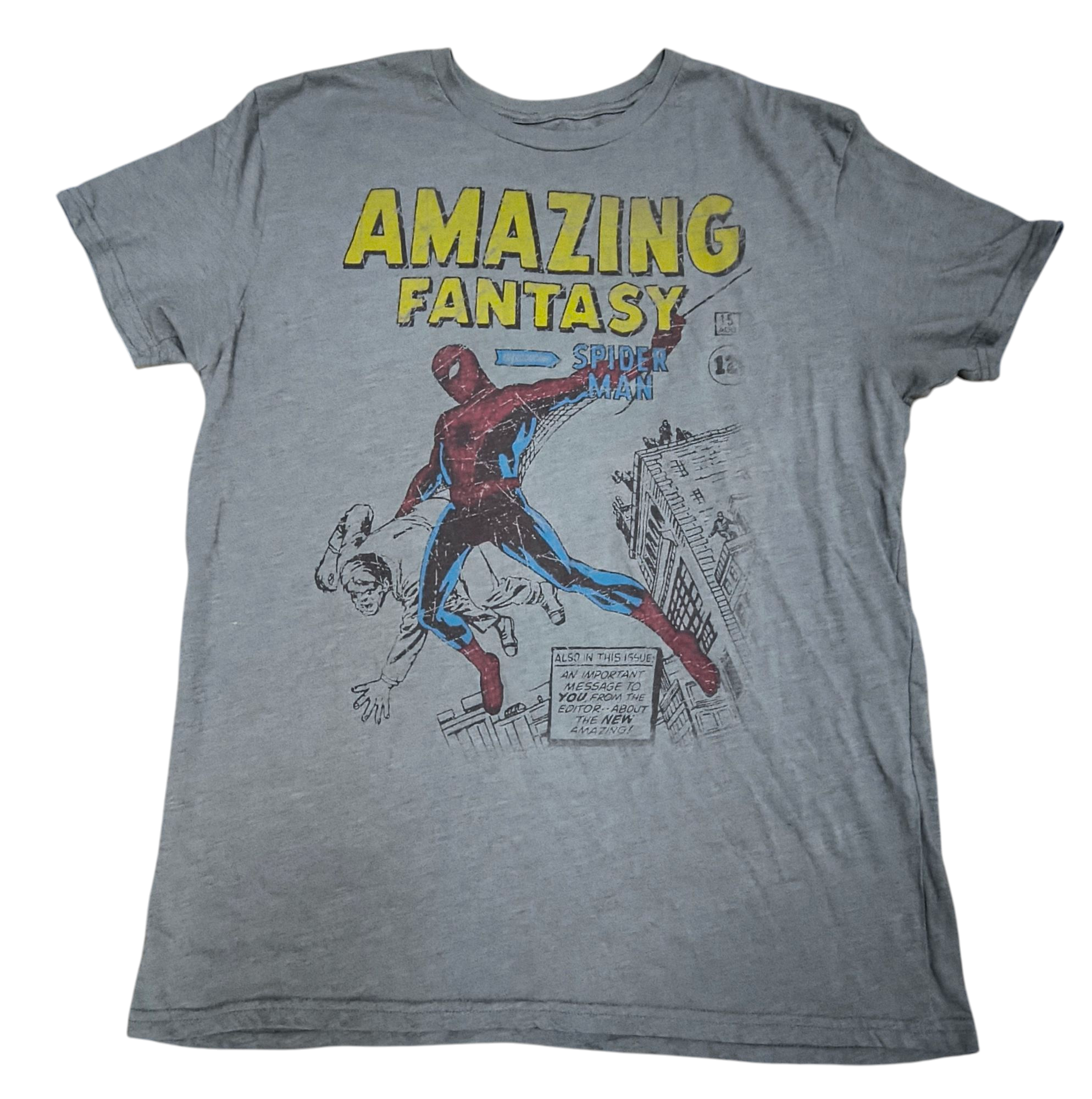 GAP Marvel Amazing Fantasy #15 Spider Man Comic Cover T Shirt Size Large
