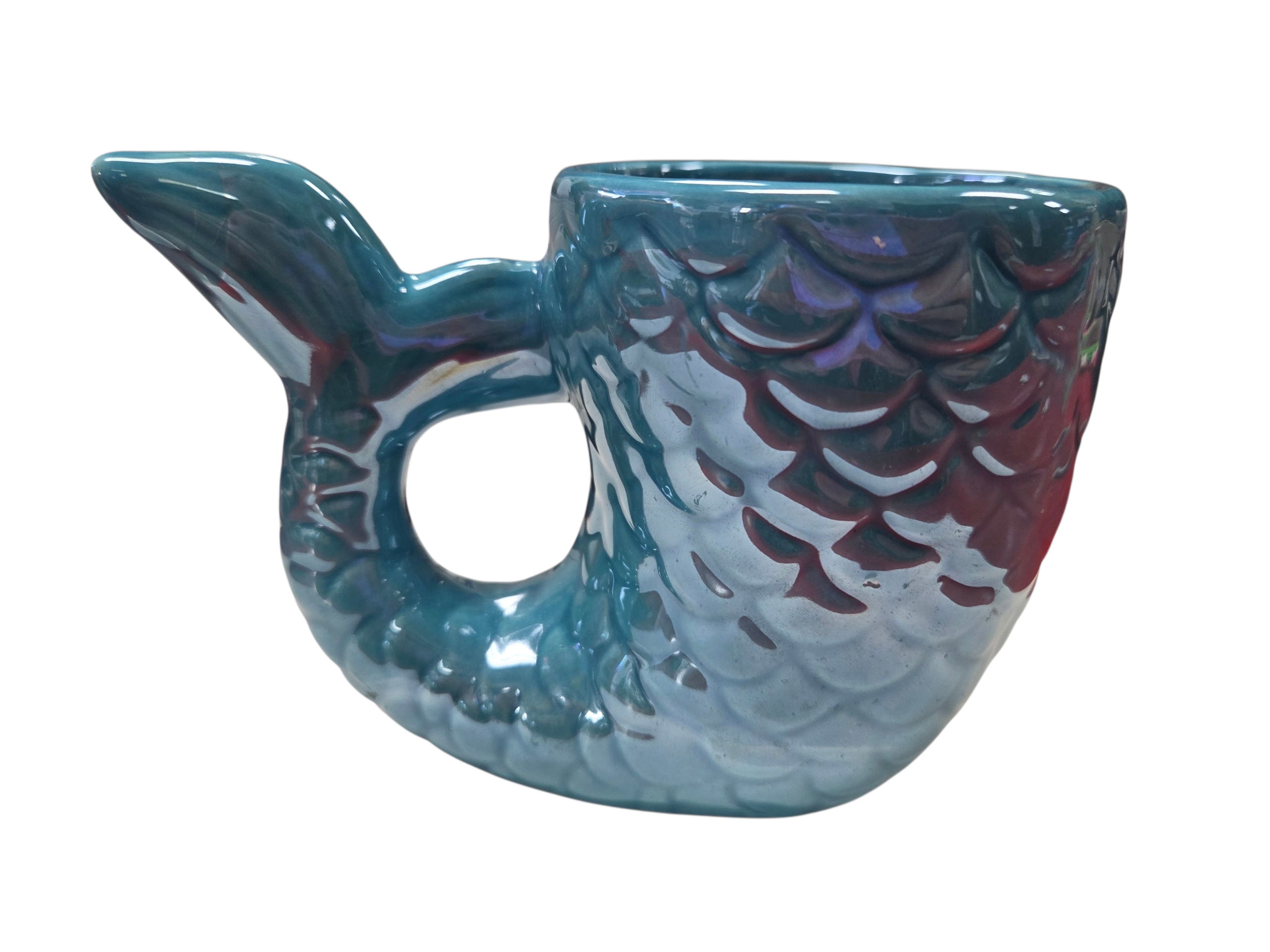 Iridescent Mermaid Tail Mug Ceramic Coffee Cup Embossed Scales image 2