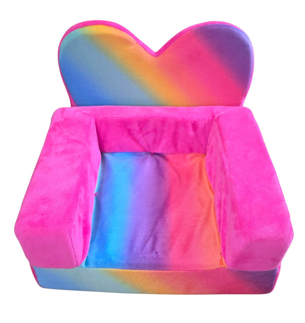 Build-A-Bear Rainbow Heart Pull-Out Chair Bed Fold Out Plush Furniture 10"