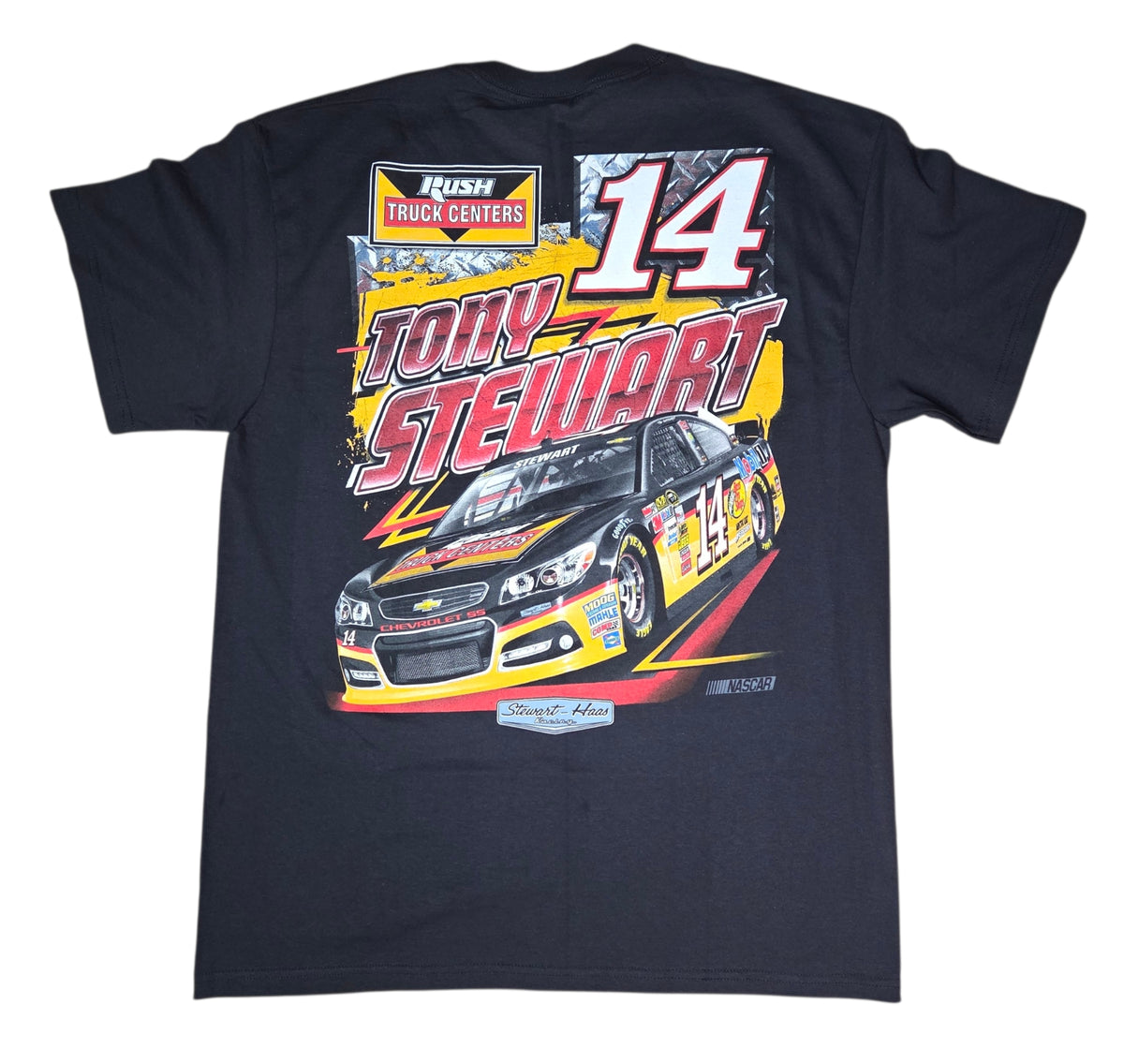 Nascar Tony Stewart Rush Truck Centers Racing #14 Double Sided Black T-Shirt L image 2