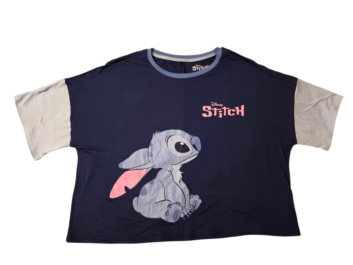Disney Stitch Sitting Sleep Gray Blue T-shirt Size Girls L 12-14