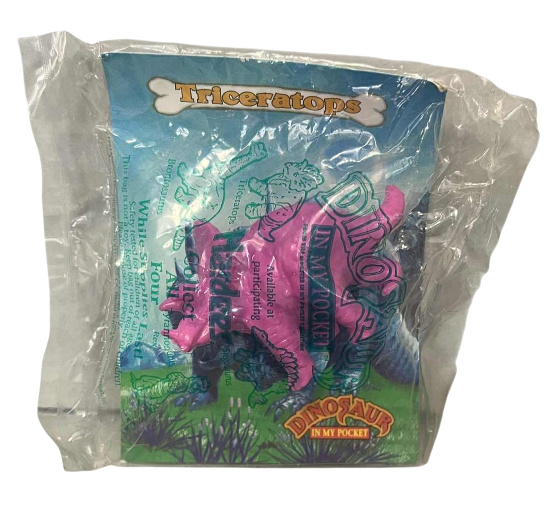 1993 Hardees MEG Dinosaur In My Pocket Pink Triceratops Figure Toy