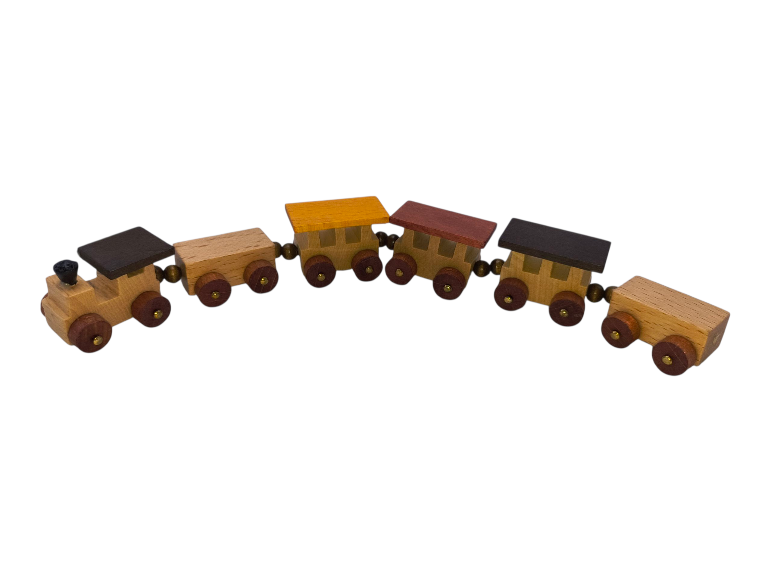 Unbranded Small Wooden Attached Train And Train Cars