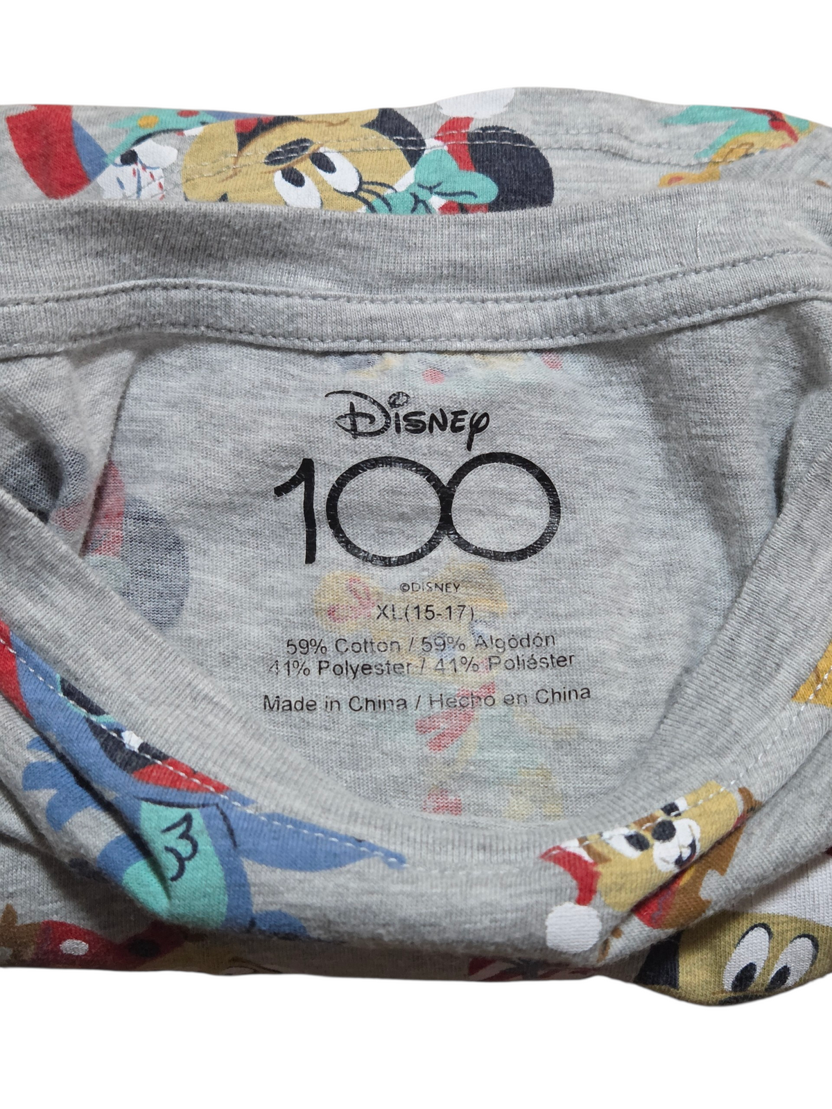 Disney 100 Christmas Character's Grey Women's T-Shirt Size XL (15-17) | image 3