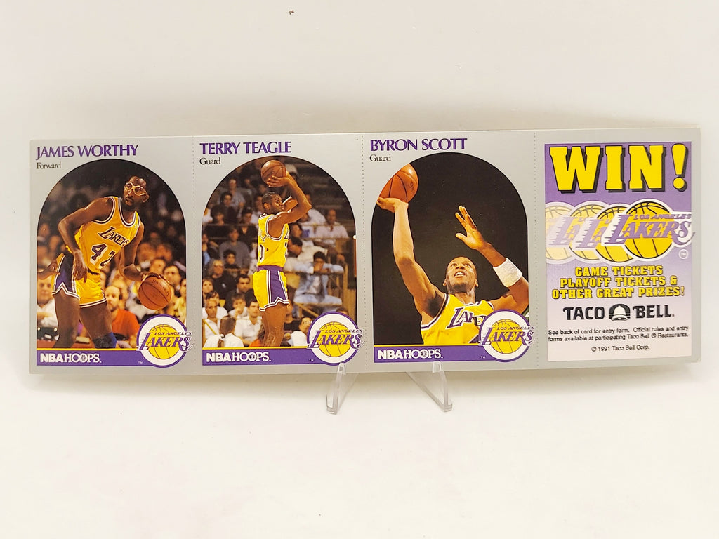 1990-91 NBA Hoops L.A. Lakers Taco Bell Basketball Card Sheet image 5