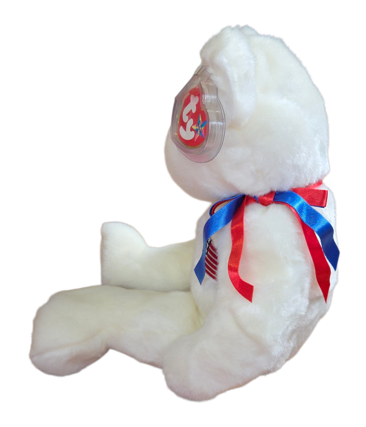 2000 Ty Beanie Buddies Liberty Bear 14" Plush White American Flag Plush image 6