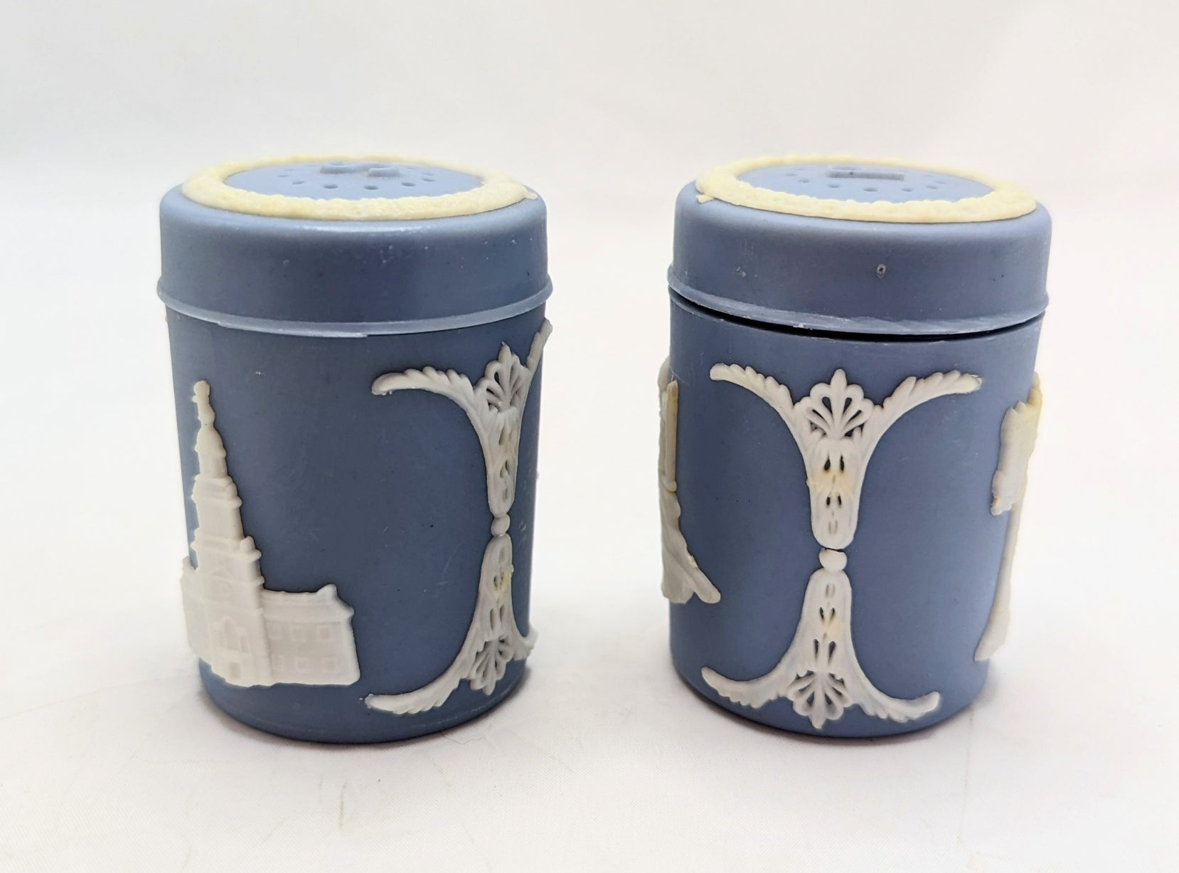 Vintage American Wedgewood Style Plastic Salt & Pepper Shakers image 2