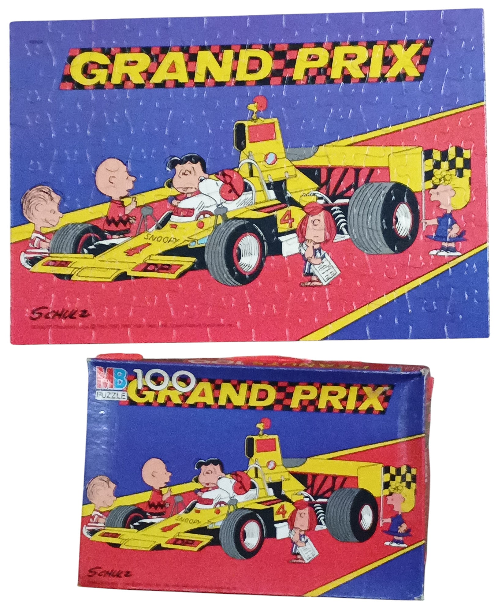 1978 Milton Bradley Peanuts 100 Piece Grand Prix Snoopy Race Car Puzzle 16"x11"