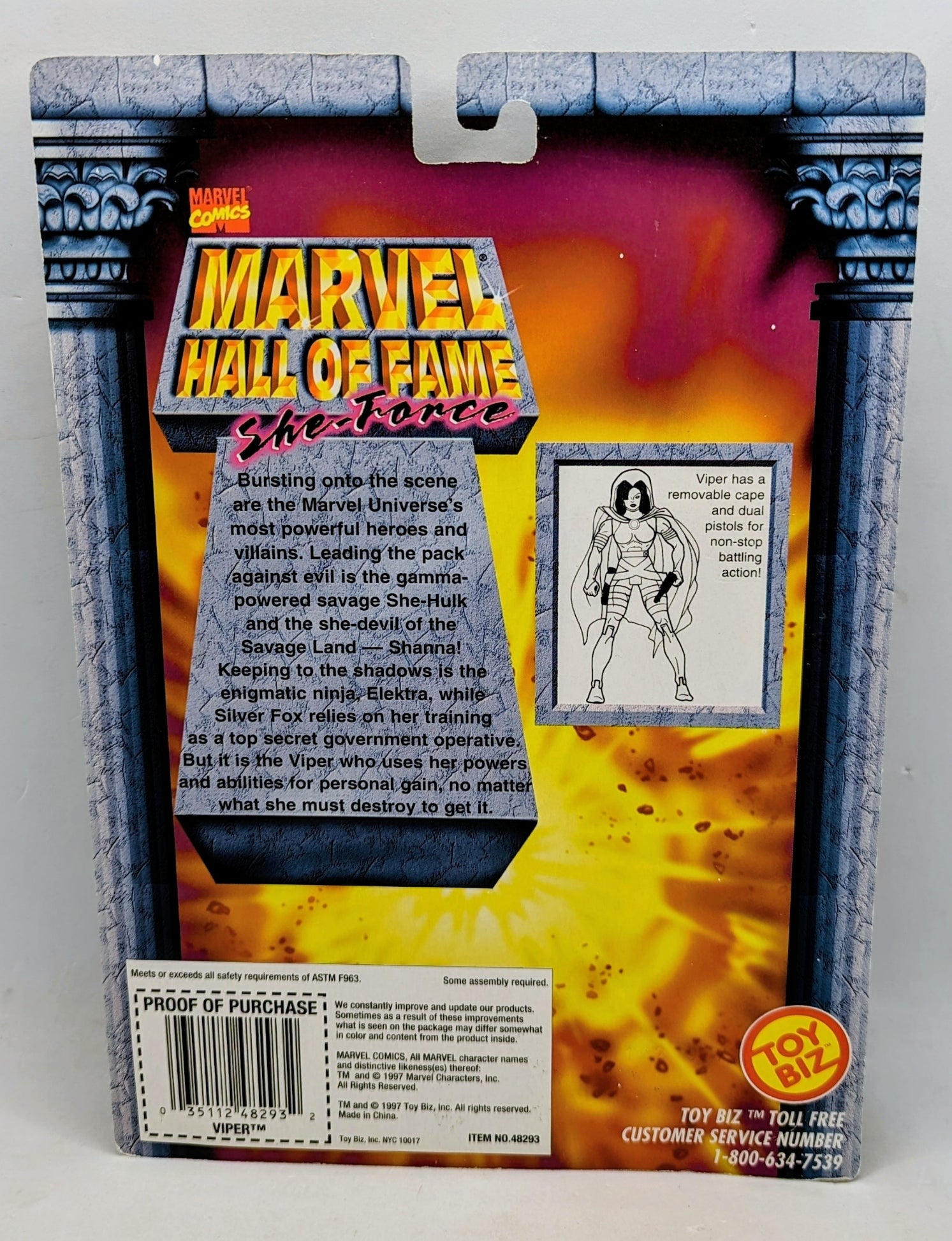 1997 Toy Biz Marvel Comics Marvel Hall of Fame She-Force Viper BX #17 image 2