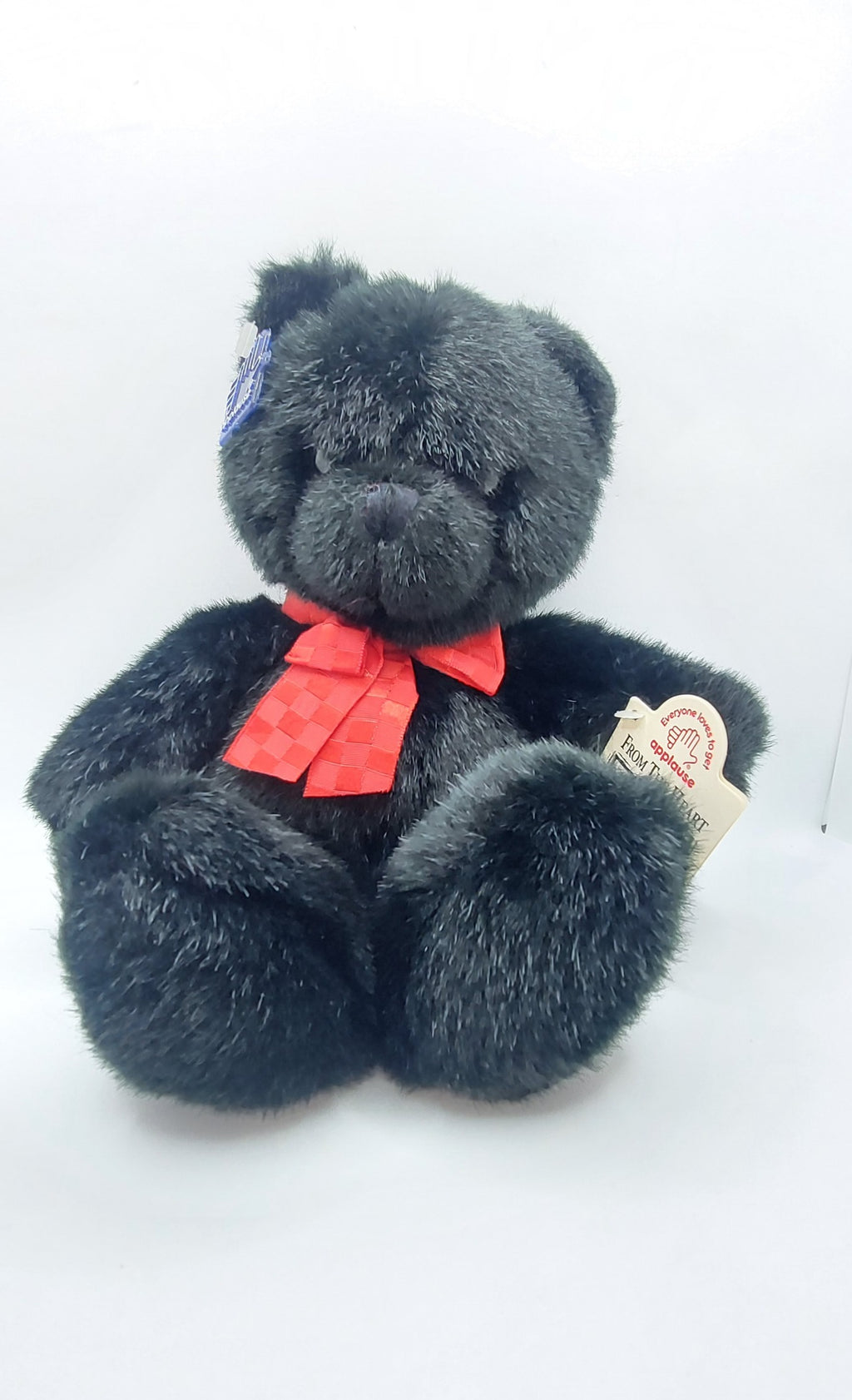 Applause From the Heart Valentines Black Bear Plush - 12"