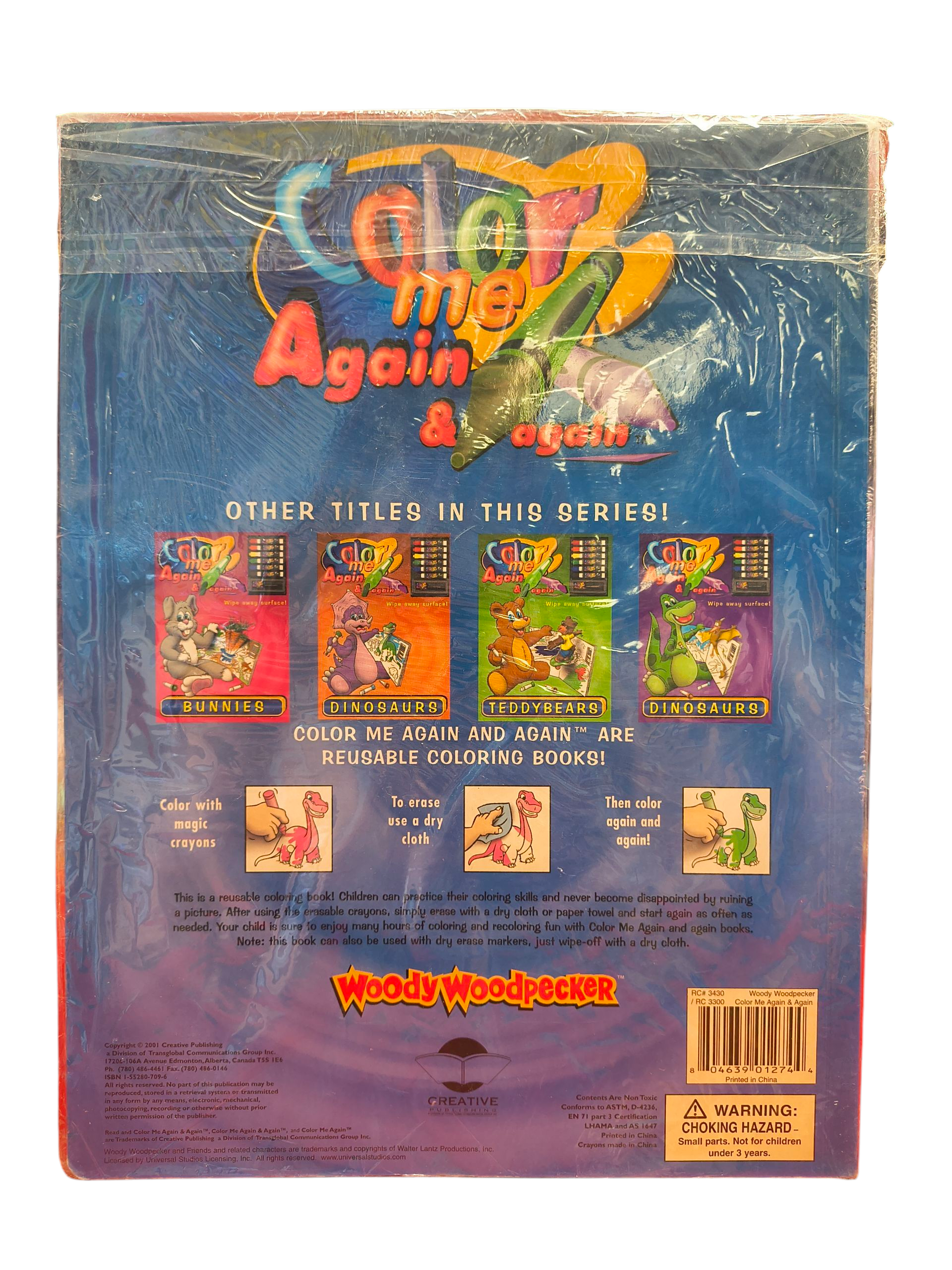 2001 Creative Color Me Again & Again Woody Woodpecker Wipe Away Coloring Book image 2